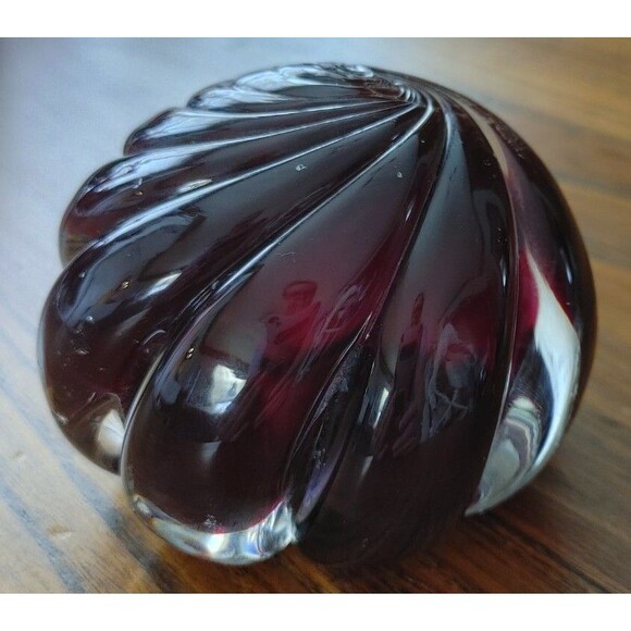 Ruby Red Encased Glass Paperweight Signed "Donghio 97" VTG Gift Idea READ - Picture 3 of 11